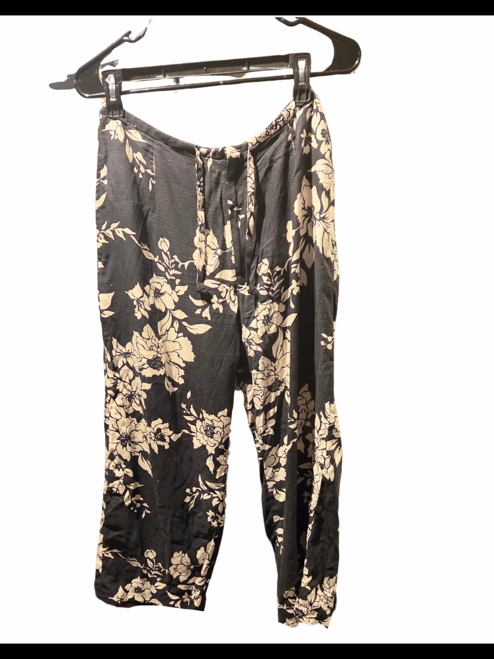 Women’s Black Floral Wide-Leg Pants